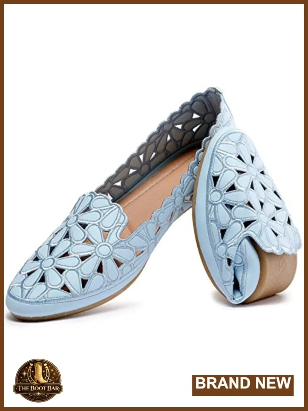Floral Ballet Flats Slip On PU Leather Round Toe Dress Shoes for Women